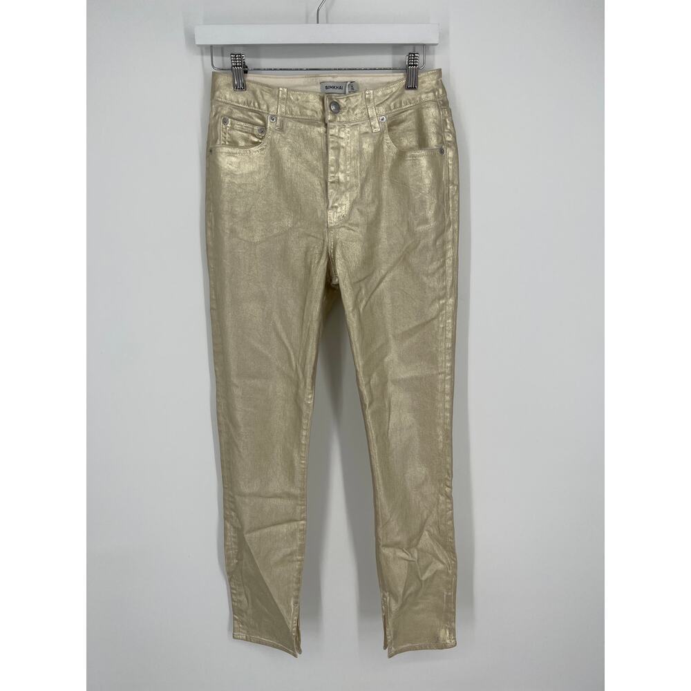 Tuckernuck SIMKHAI Gold Foil Rae High Rise Ankle Skinny Pants NWT Size 28 - Picture 10 of 12